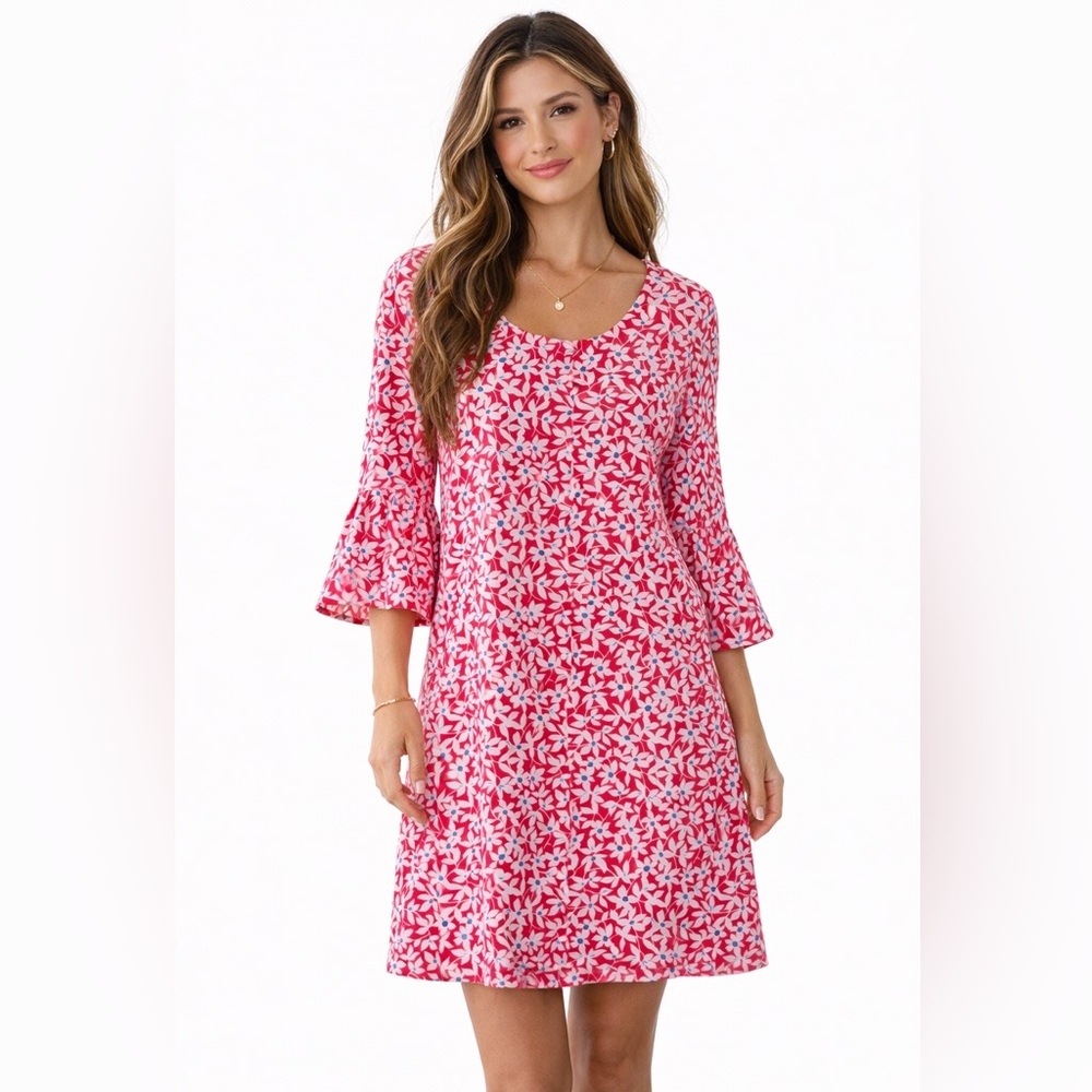 Draper James Floral Shift Dress with Bell-Sleeves